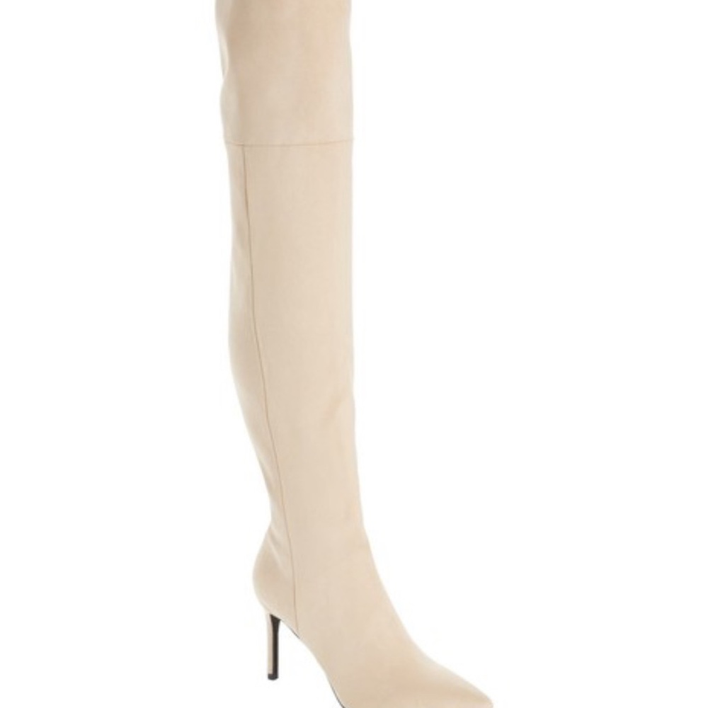 Jeffrey Campbell Elegant Cream Over-the-Knee Boots